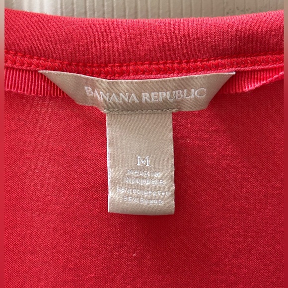Banana Republic Tomato Orange Red Tee Top Gold Studs Embellished Soft Size M - Picture 7 of 11